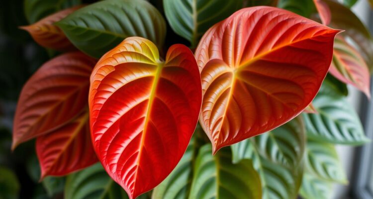 filodendron czerwieniejący