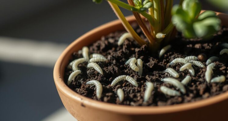 Białe robaczki w doniczce