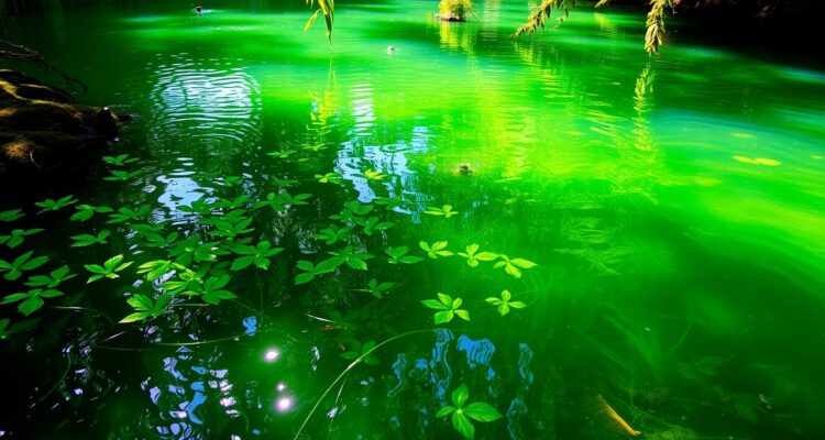 Zielona woda w stawie