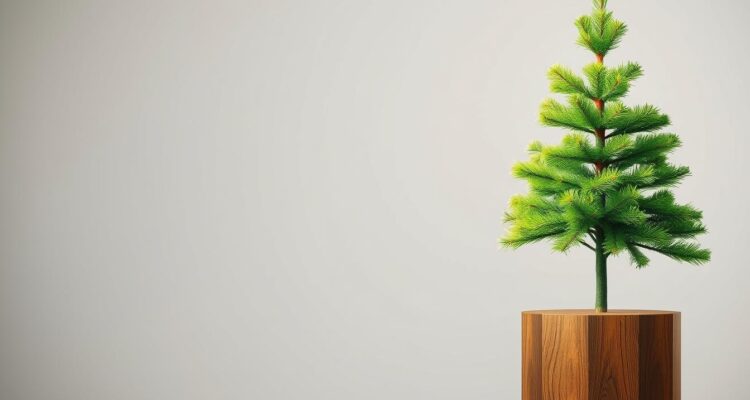 Żywa choinka na pniu